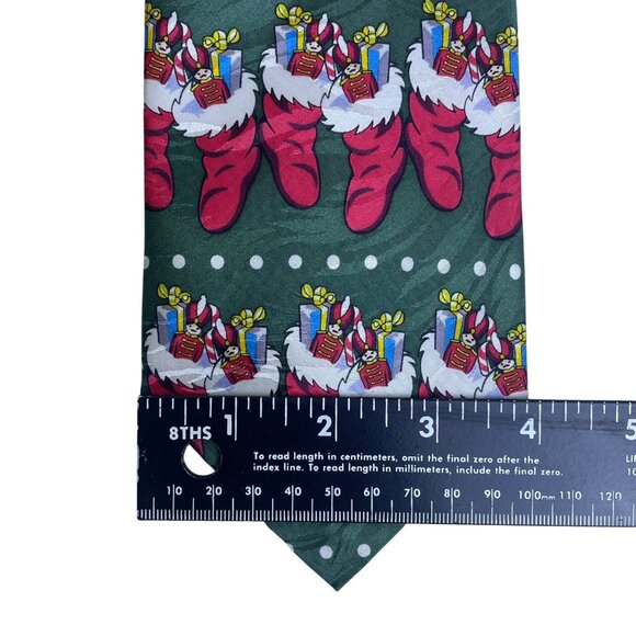 Keith Daniels Mens Green Polyester Christmas Tie Holiday Stocking Pattern - Picture 7 of 7
